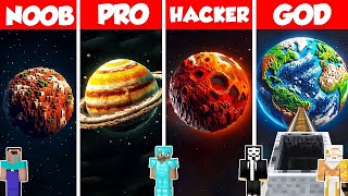 PLANET EARTH HOUSE BUILD CHALLENGE - Minecraft Battle: NOOB vs PRO vs HACKER vs GOD / Animation