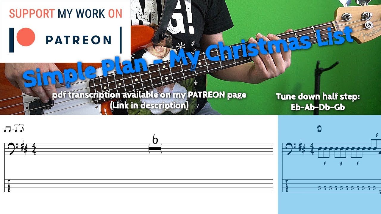 simple-plan-my-christmas-list-bass-cover-with-tabs-youtube