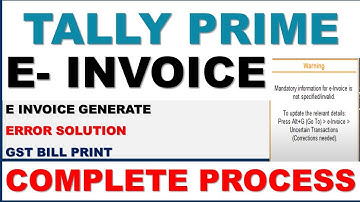 How to Generate E Invoice in Tally Prime |TALLY PRIME E invoice | E INVOICE GENERATE |#tallyprime