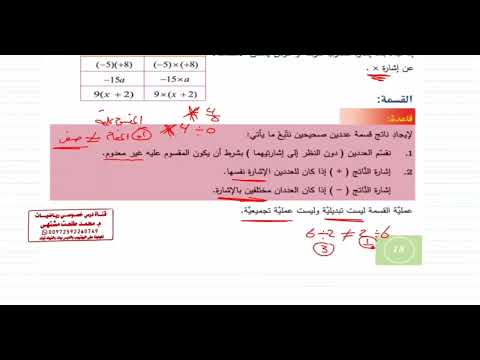 الدرس الثالث الأعداد الصحيحة الضرب و القسمة الوحدة 1 رياضيات الصف السابع المنهاج السوري