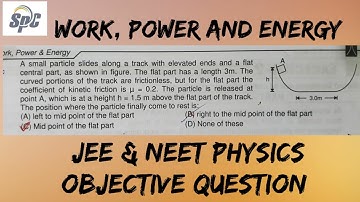 A small particle slides along a track with elevated ends and a flat central part, as shown in figure