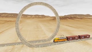 Impossible Loop Rail Tracks Vs Trains Crossing Rescue   BeamNG Drive