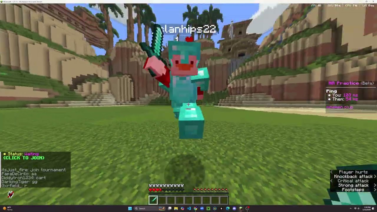 Me being washed at sword on Mine Men (Please Critique)