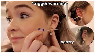 RE-PIERCING MY EARS AT HOME *sorry in advance*