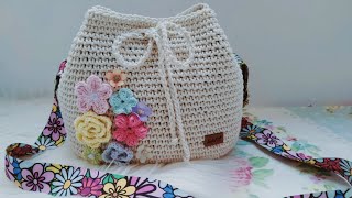 شنطة كروشية بخيط المكرمية القطنHow to make a crochet bag with cotton macrame