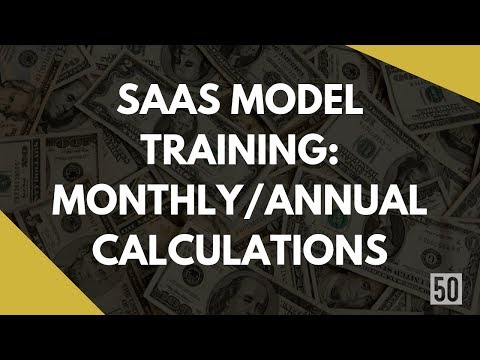 SaaS model Monthly and Annual Revenue Forecast Calculations