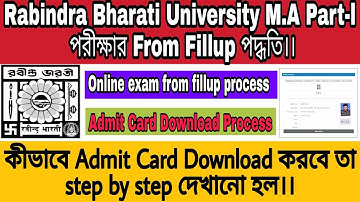 Rabindra Bharati University MAPart-1 Exam From Fillup Process|rbu dde admit card download|rbu notice