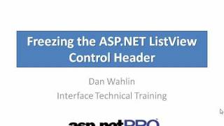 Using the ASP.NET ListView Control by Dan Wahlin.wmv