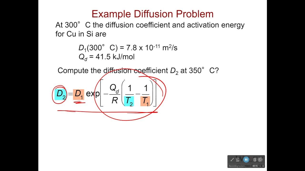 Example calculating the diffusion coefficient youtube