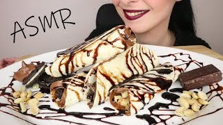 ASMR: Chocolate Spread Tortilla Rolls with Cookies, Peanuts & Wafers | Eating Sounds | No Talking