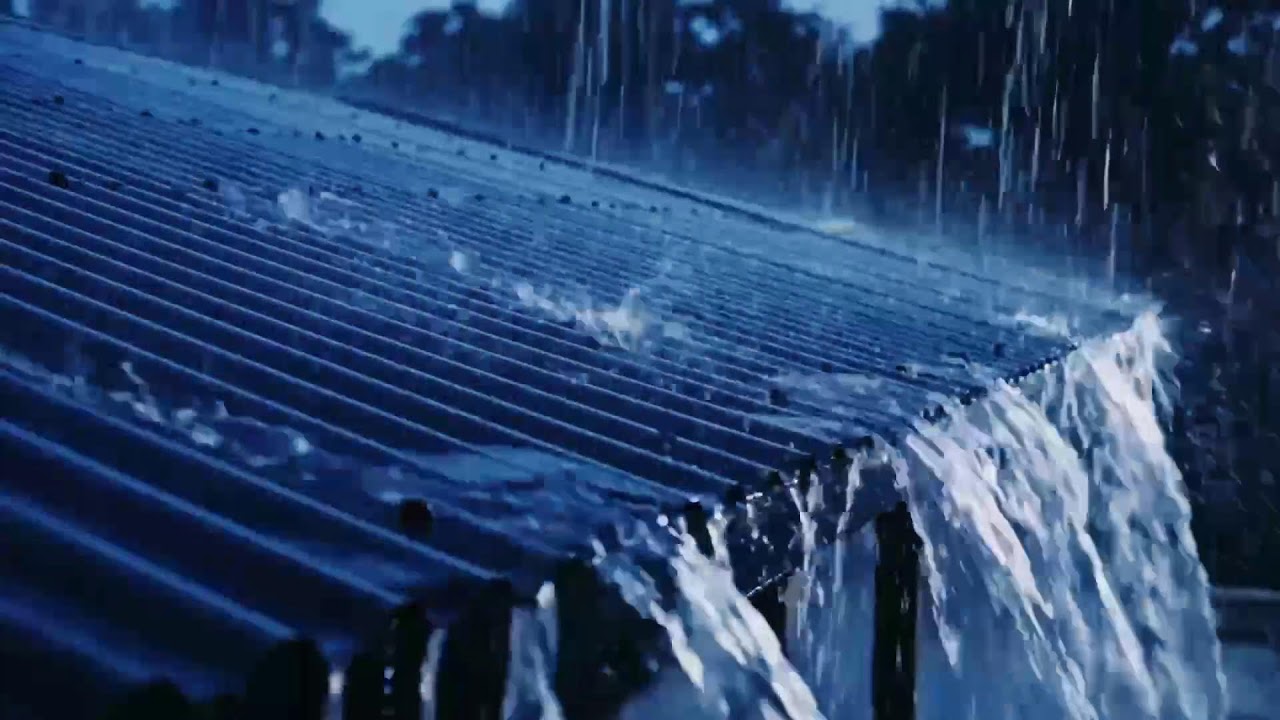 Intense Heavy Rain ASMR at Night, Powerful Downpour Drumming Loudly on Tin Roofs in Countryside 013