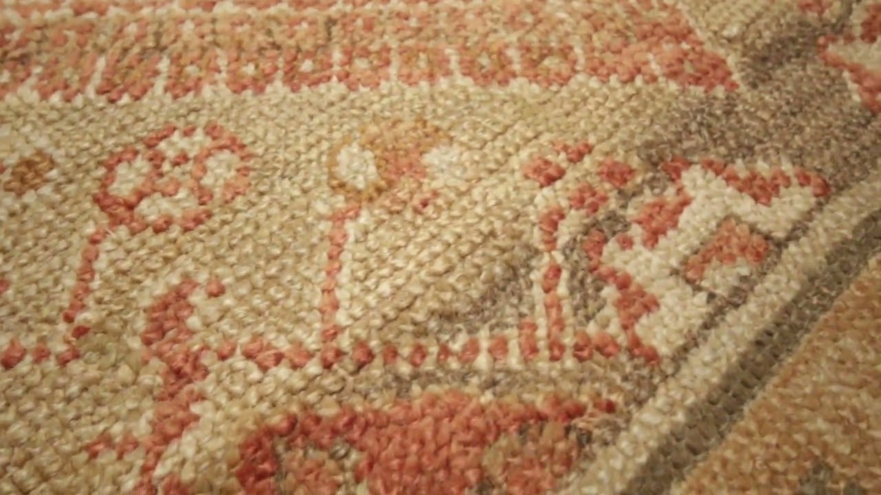 Antique Oushak Rug in Brown & Gold with Regal Medallion Design - Rug & Kilim - 11133