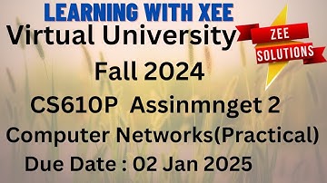 CS610P Computer Networks(Practical) Assignment 2 Fall 2024 Virtual University of Pakistan