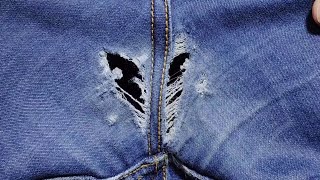 The perfect solution to repair holes in jeans between the legs in an incredible and magical way