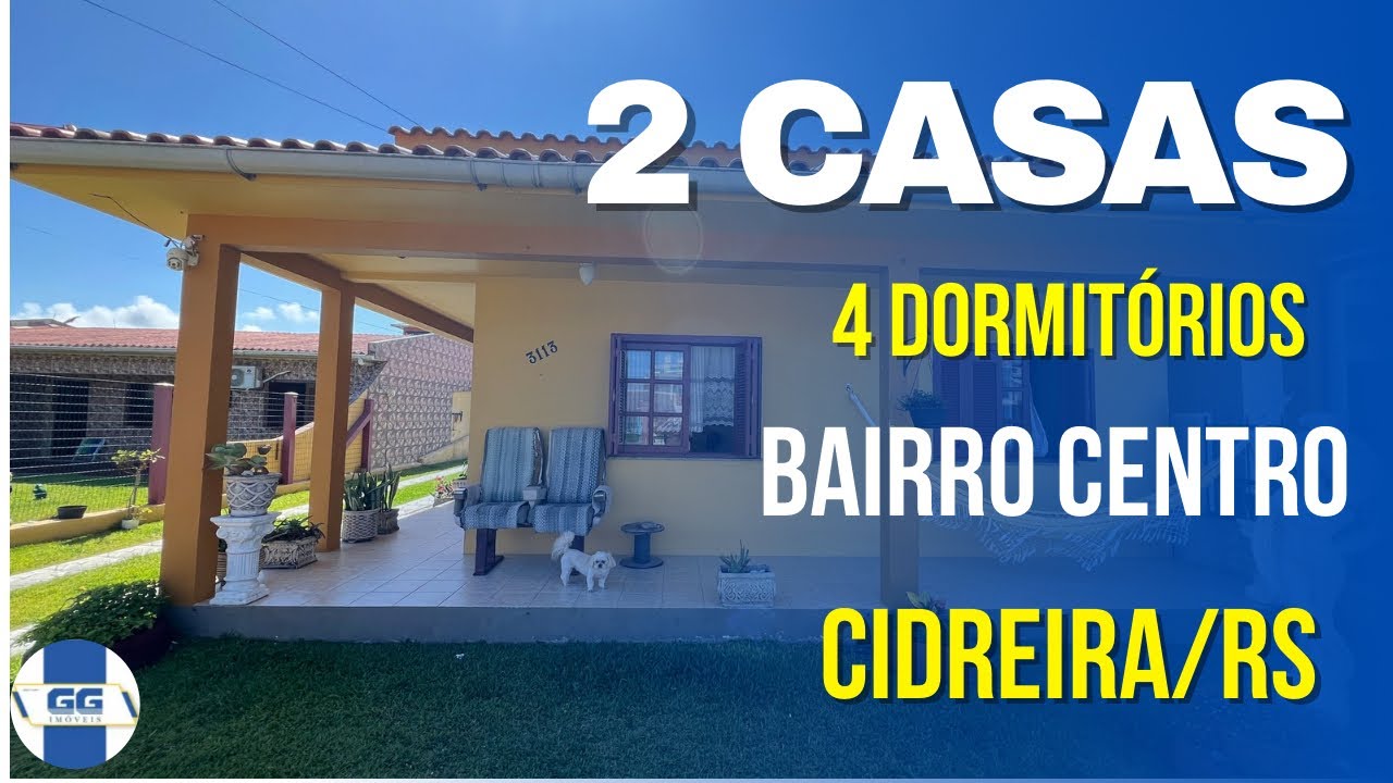 R$450.000,00 - SÃO DUAS CASAS NO MESMO TERRENO A VENDA NO CORAÇÃO DE CIDREIRA/RS