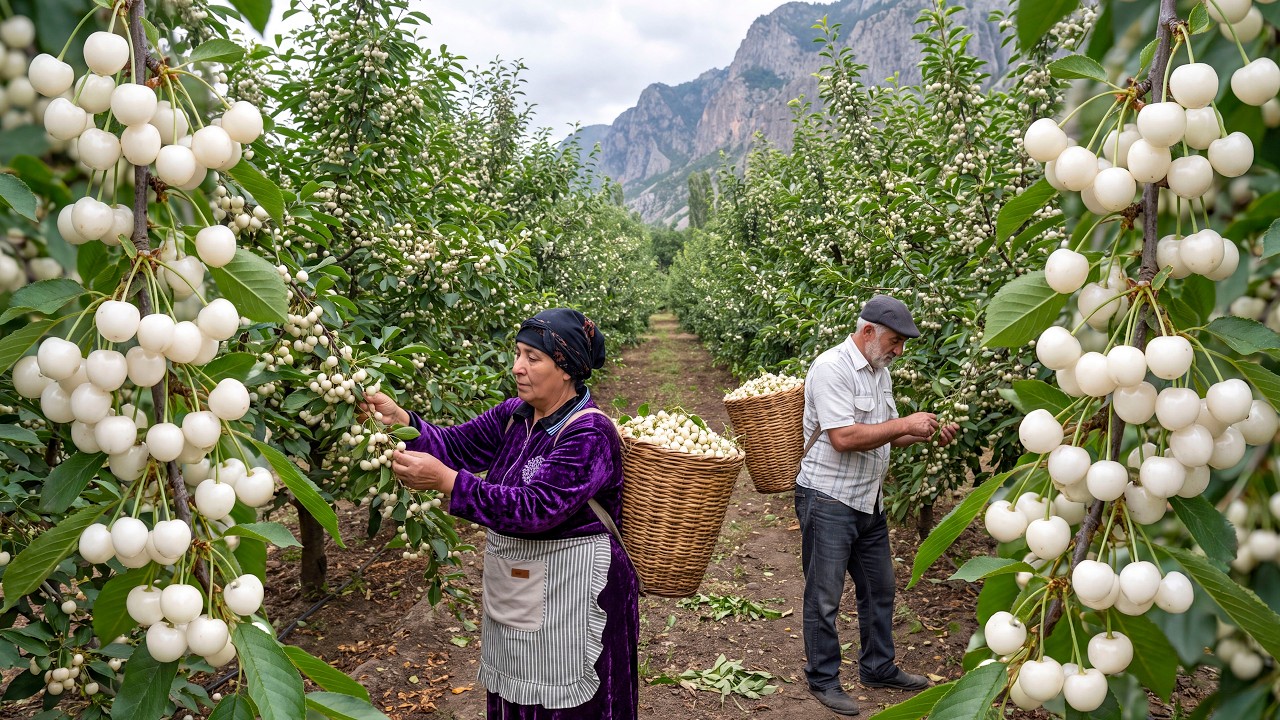 Thumbnail for They Descended 45-Degree Dangerous Mountains to Pick Cherries from a 10-hectare Orchard
