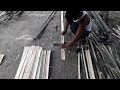 Primitive technology bamboo first cutting skills and making slice by knife bamboo cutting methods