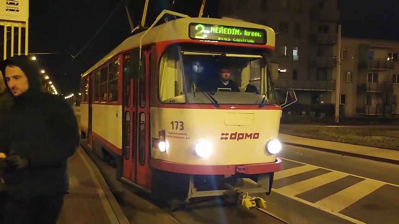 Jízda linkou 2 Fibichova - Neředín, krematorium | DPMO tram ride