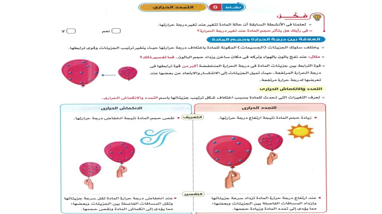 أسهل شرح درس الطاقة الحرارية وحالات المادة – علوم الصف السادس 2026 – المفهوم الأول الوحدة الثانية