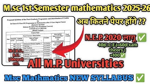 Msc 1st Semester mathematics New Syllabus 2025-26 NEP ||( 1st Year Course) || MSC MATHEMATICS|| 