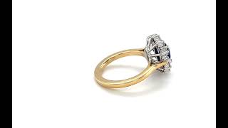 18ct Yellow and White Gold Traditional Sapphire Diamond Cluster Ring - 01090053 | Johnsons Jewellers