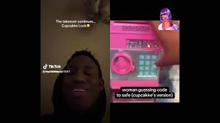 woman guessing code to safe cupcakke remix w/ reaction
