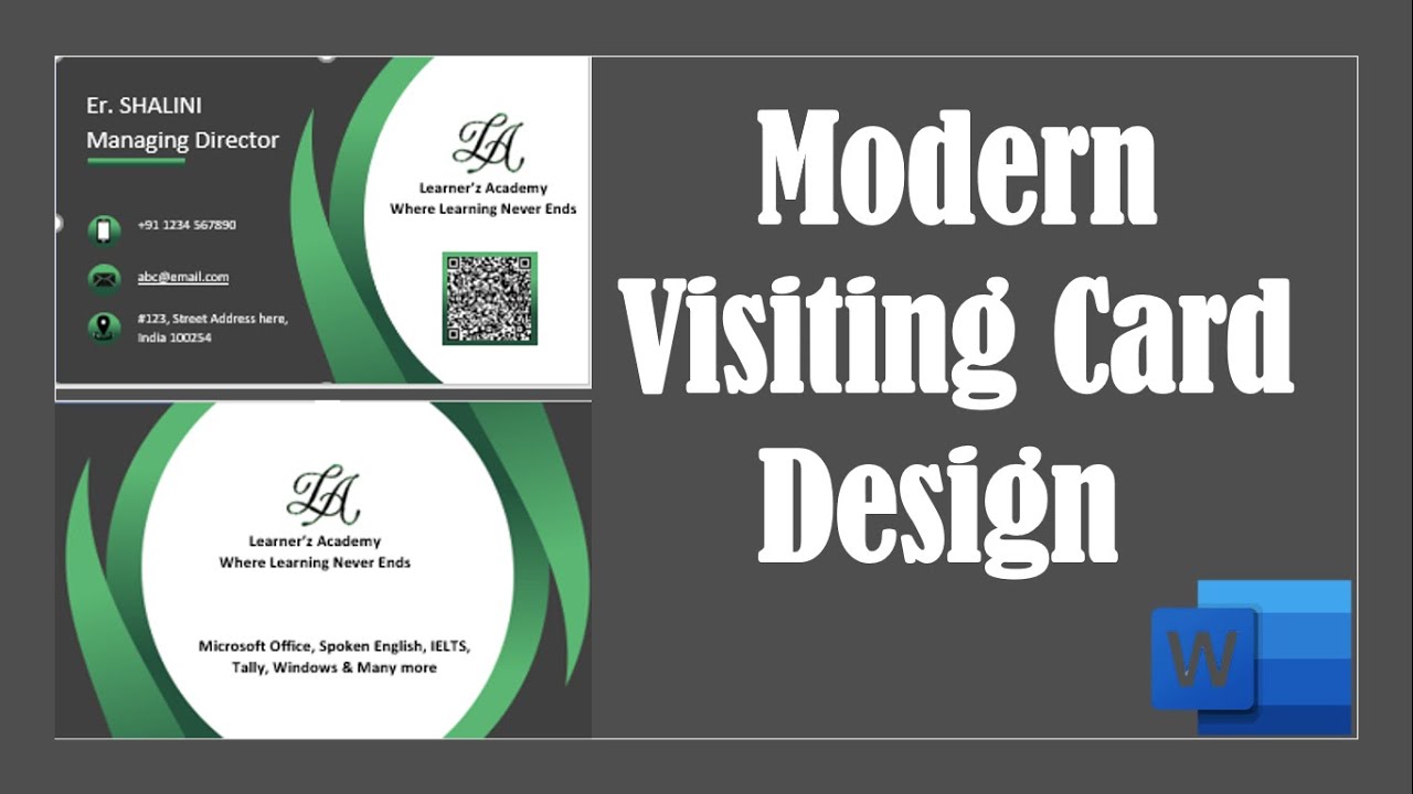 How to Make Modern Visiting Card Design in MS Word | Business Card ...