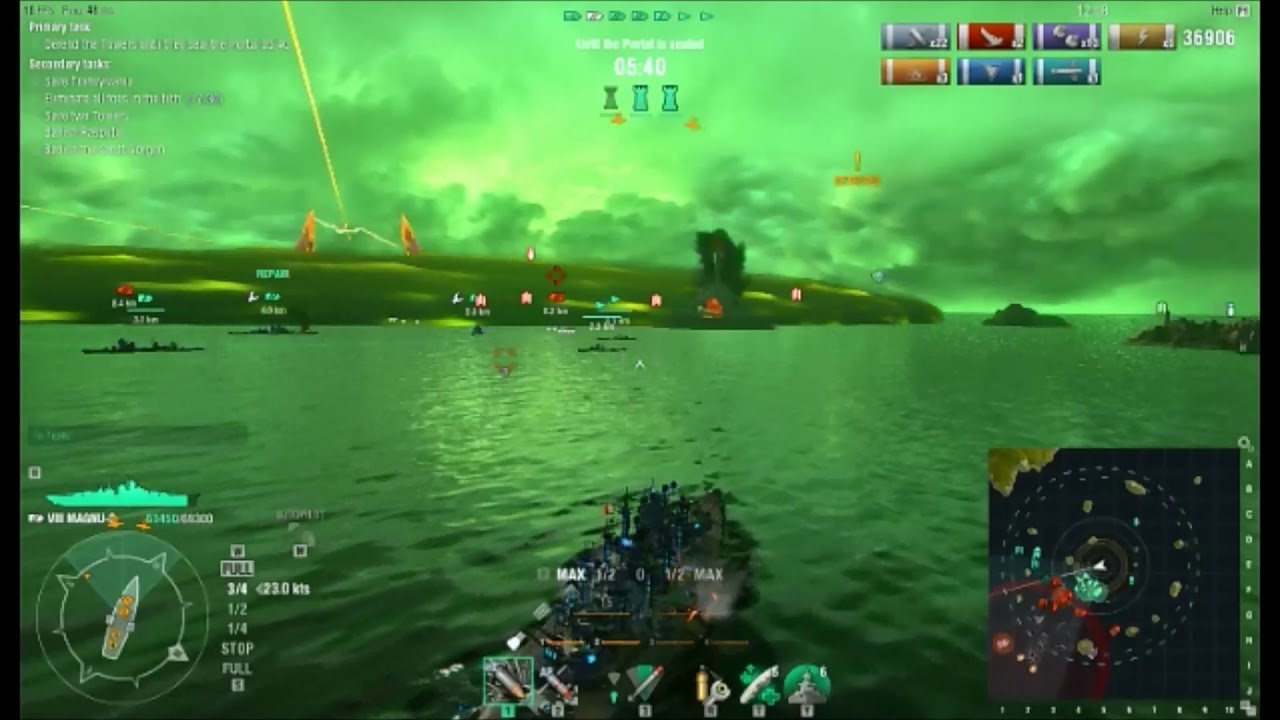 World of Warships Senario: Sunray in the Darkensss with Battleship Magnu-s