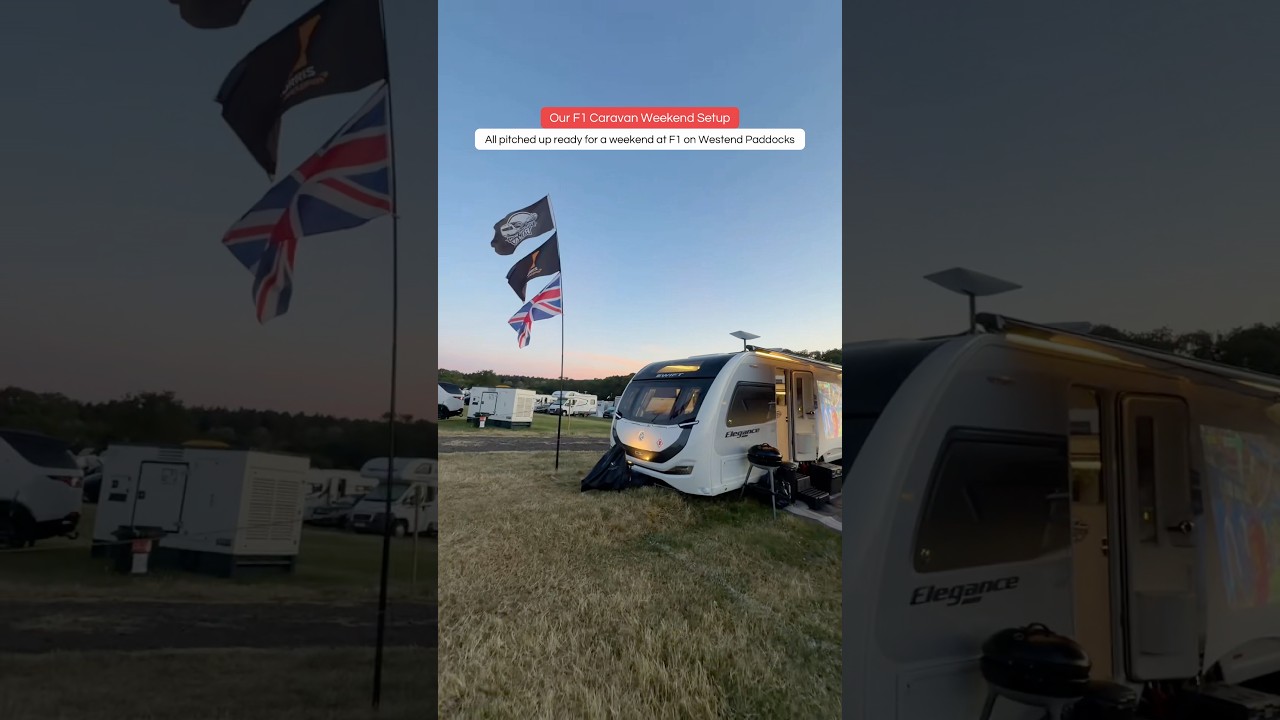 ⁣OUR F1 WEEKEND CARAVAN SETUP 🏎️🏁 #caravanlife #caravansetup #f1 #touringcaravan #silverstonef1