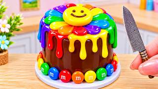 Mini Rainbow Cake Recipe With Colorful Flower Satisfying Miniature Rainbow Cake Decorating Ideas