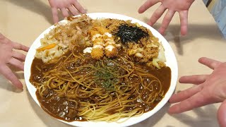 Massive Combo Plate with Fried Rice, Noodle and Spaghetti − Japanese Street Food