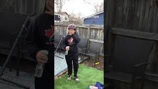 Day 2 of turning my back yard into a mtb trail #bike #mtb #jump #building #shorts #fyp 