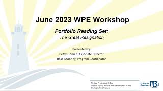 June 2023 WPE Workshop