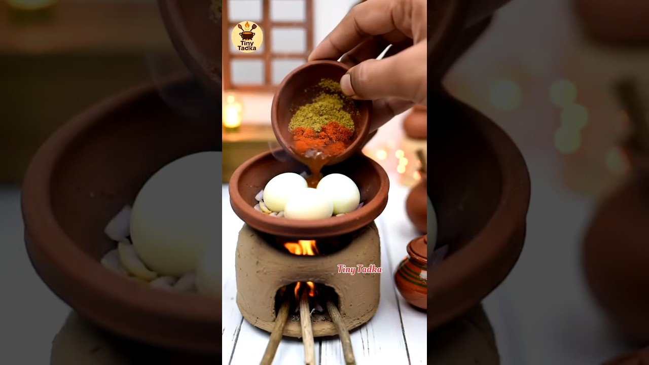 Mini Egg Curry in Tiny Clay Pot 🍳 | Miniature Cooking ASMR | Tiny Tadka Special
