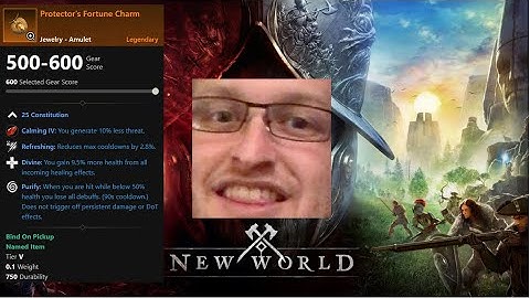 New World Best Legendary CON Amulet Protectors Fortune Charm Ebonscale /  Defeat Tazorjaw Quest
