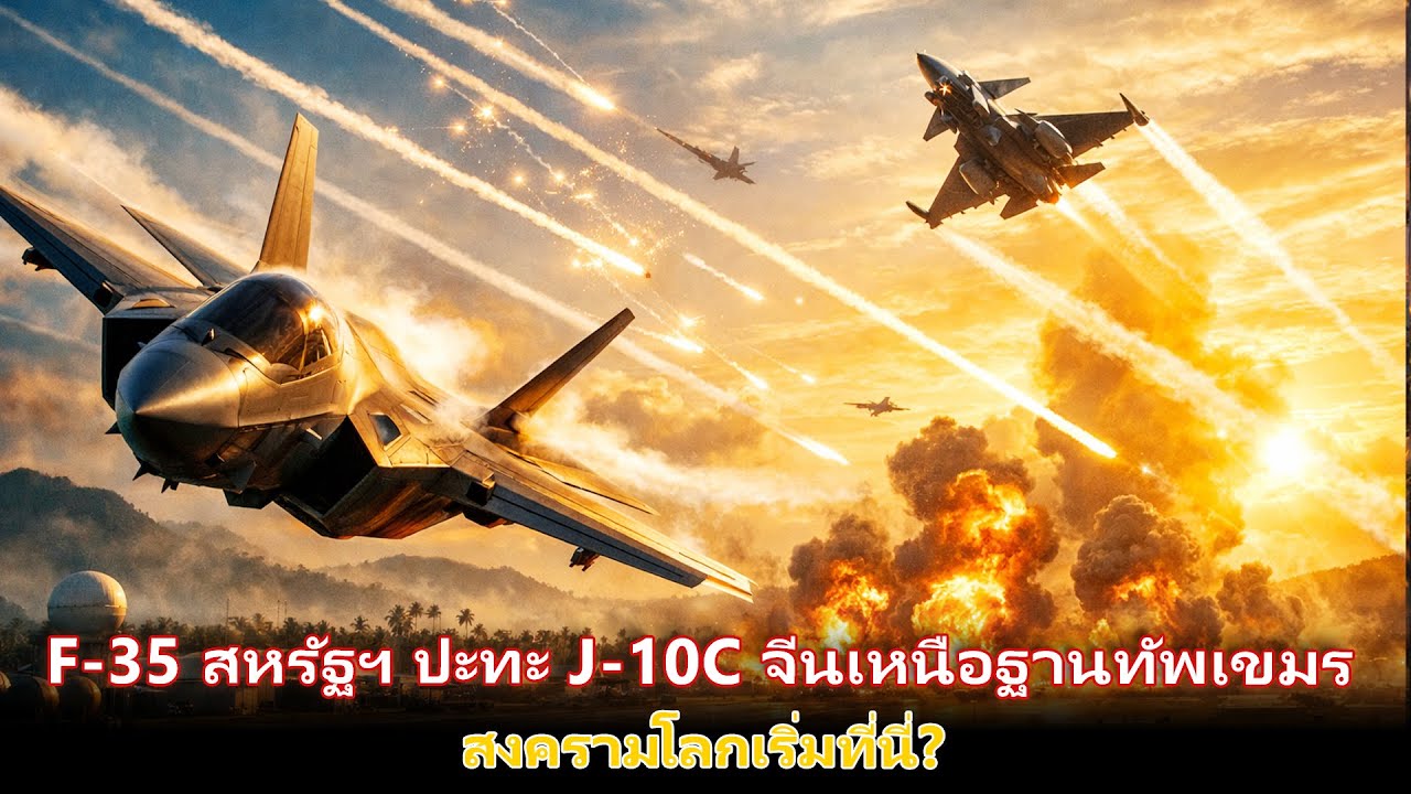 ด่วนที่สุด! F-35 สหรัฐฯ ปะทะ J-10C จีนเหนือฐานทัพเขมร - สงครามโลกเริ่มที่นี่?