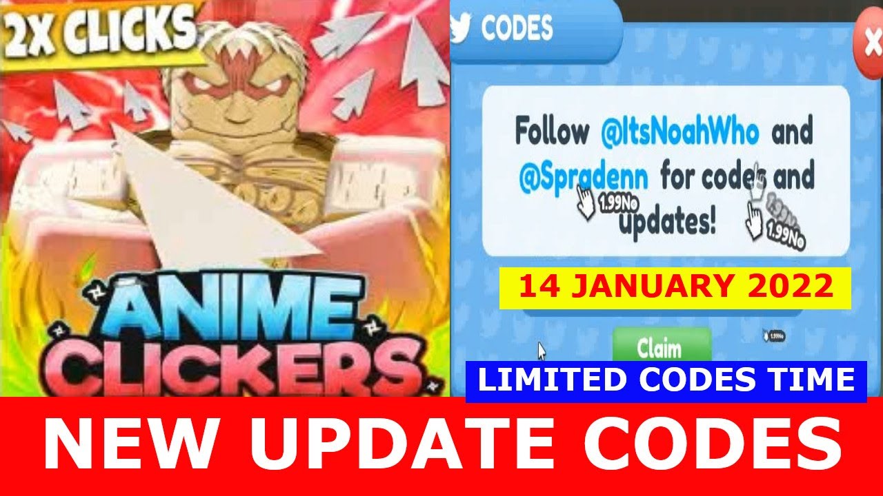 NEW UPDATE CODES 2X CLICKS Anime Clicker Simulator ROBLOX January 14 2022 YouTube
