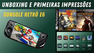 E6 Handheld, Console portátil, emulador de jogos retrô, Unboxing e Primeiras Impressões