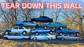 Crushing a Pile of Vintage MERCEDES Cars! (Berlin Wall Torn Down)