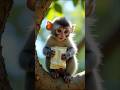 Cute Baby Monkey Finds a Snack | Adorable Reaction! #shortvideo #ytshorts #shorts