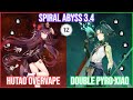 【GI】C0 HuTao Overvape x C0 Xiao Double Pyro - Spiral Abyss 3.4 Full Star Gameplay!