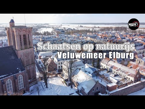 Drone: Schaatsen op natuurijs Veluwemeer Elburg 2021