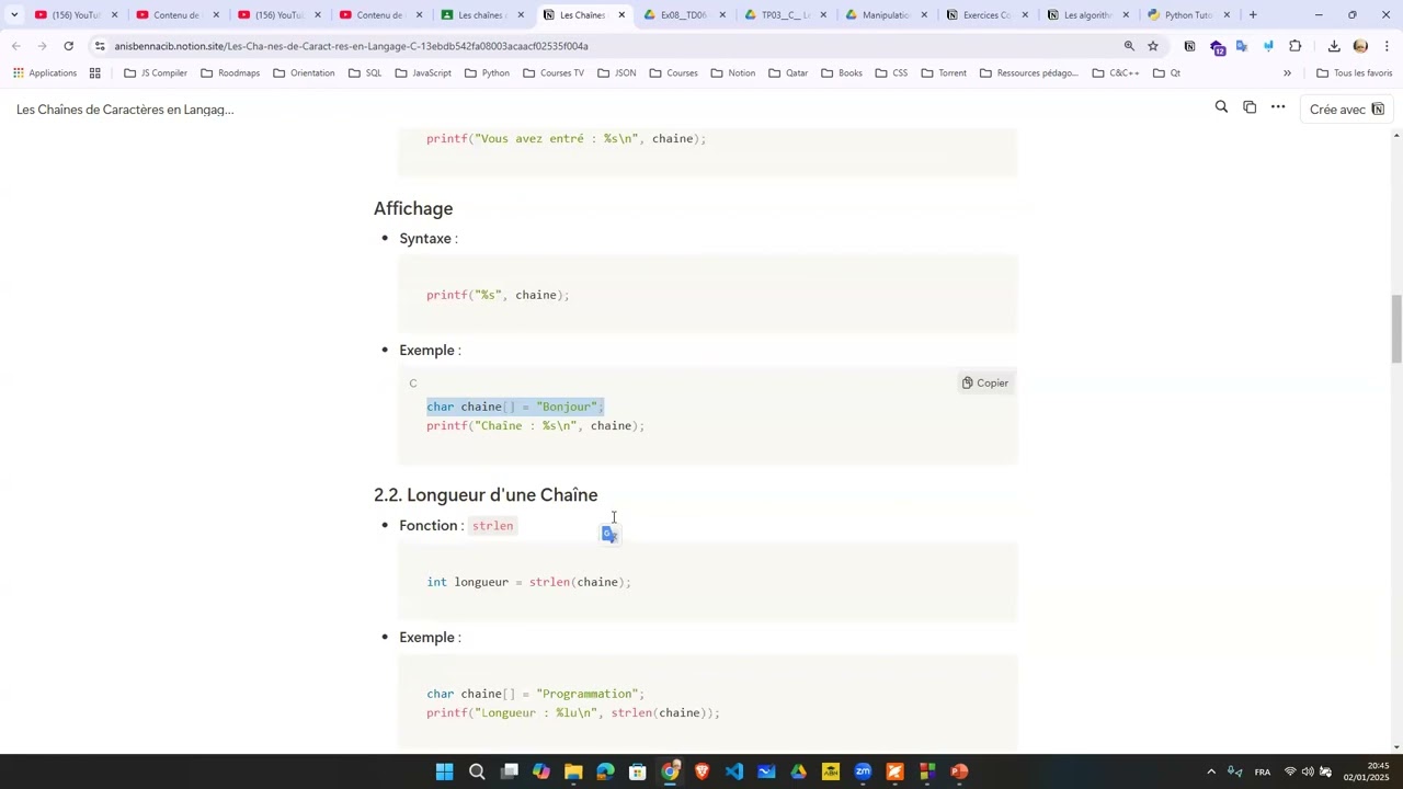Les chaînes de caractère en C