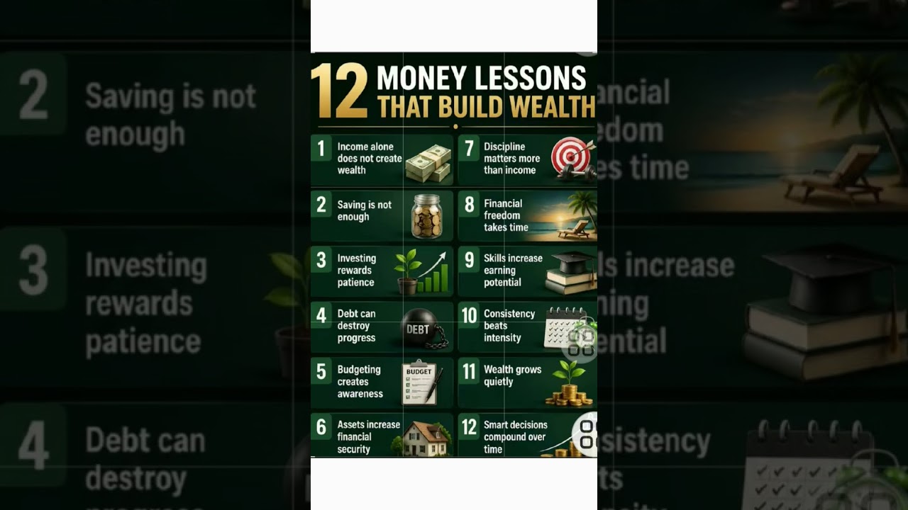 12 Money Lessons Nobody Taught You!#viralreelschallenge #stockmarket #trending#moneymindset #viral