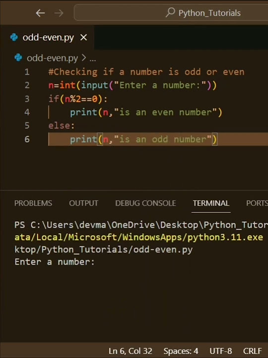 Python program to check whether entered number is odd or even using if ...