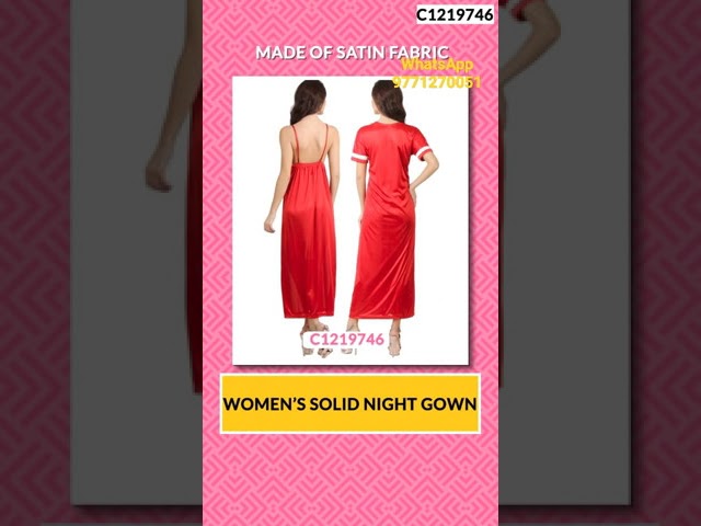 Women's Satin Solid Night Gownso Ngh Gwn u0026 Whatsapp no 9771270051 class=