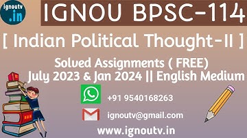 IGNOU BPSC-114 Solved Assignment July 2023 & Jan 2024 [FREE] || IGNOU BAPSH || IGNOU TV || IGNOU ||