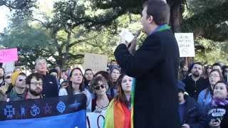 Reverend Nathan Ryan speaks during protests against The Response: Louisiana