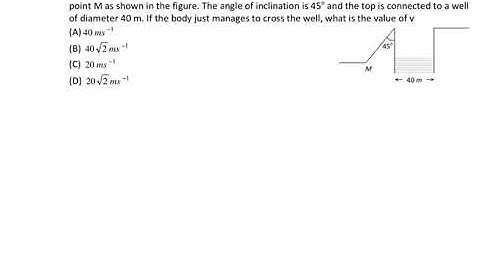 A body is projected up a smooth inclined plane ( length= 20√2m) with velocity u from the point M as