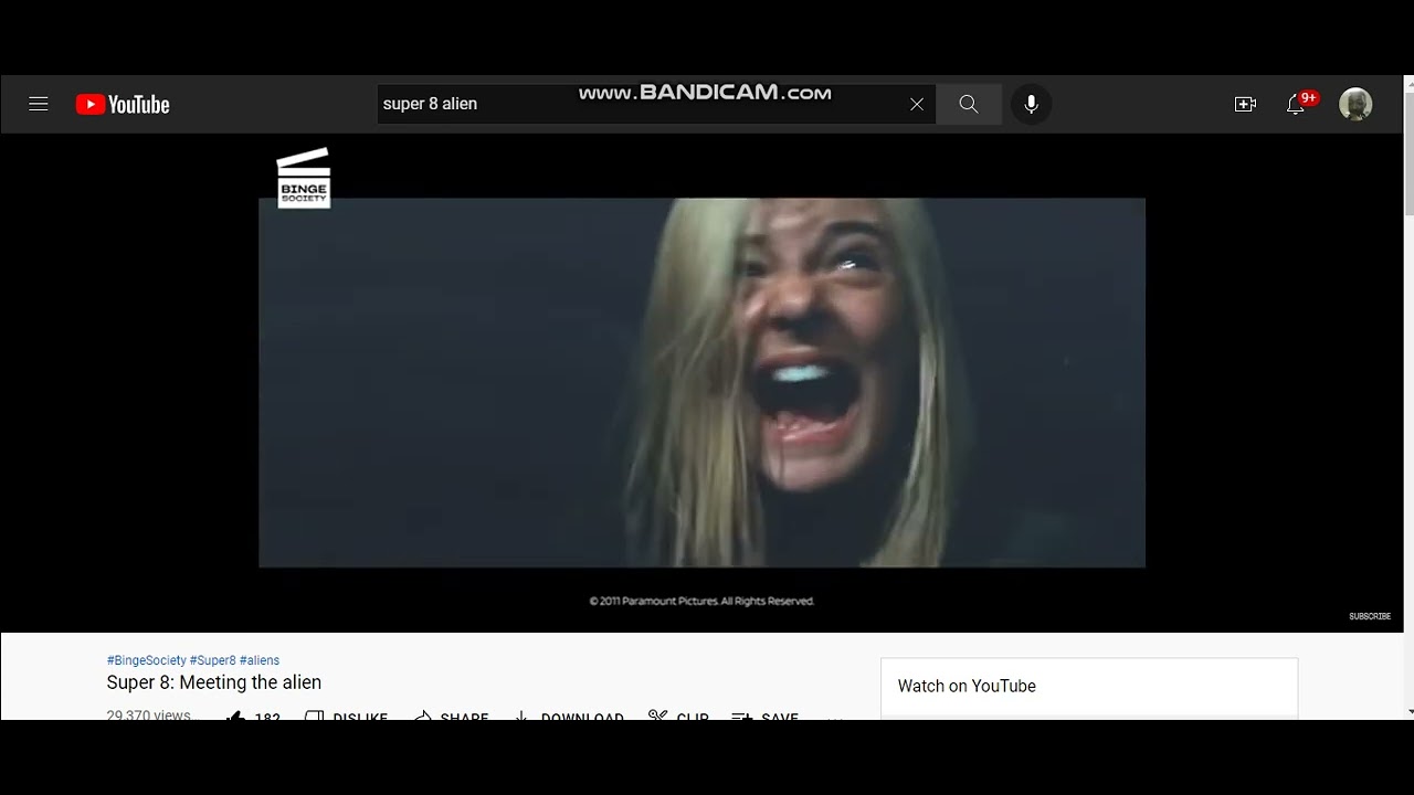 Super 8 Alien scene with Spiderman 2 scream.